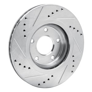 Nissan Rogue Brake Rotor (1) - Front Right - R1 Concepts - Drilled & Slotted - Silver - `07-`15
